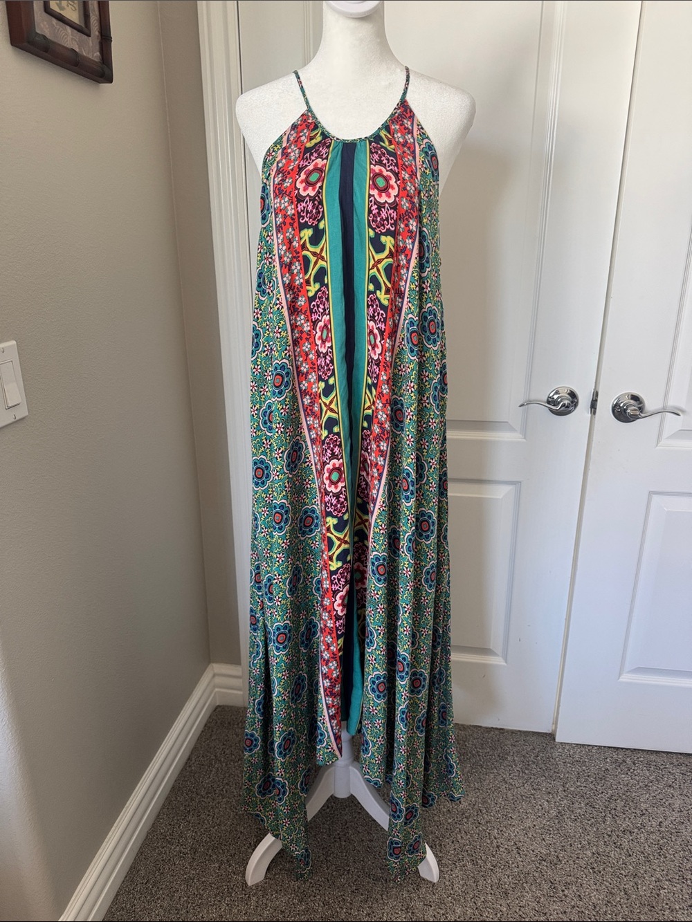 Anthropologie Multicolor Halter-Style Boho Maxi Dress